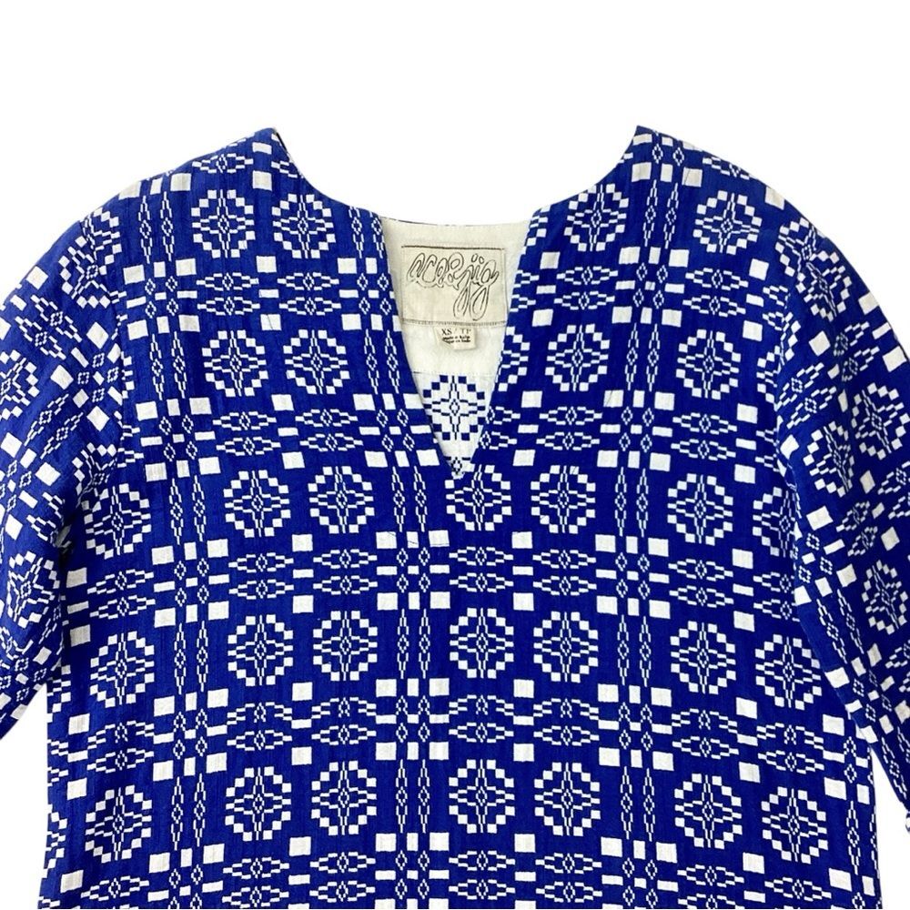 ACE & JIG Size XS Deck Dress in Cardiff Textile Blue White Geometric Pattern - Picture 4 of 11